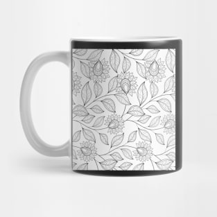 Non Colored Pattern with Floral Motifs Mug